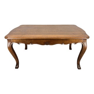 Vintage French Carved Oak Dining Table For Sale