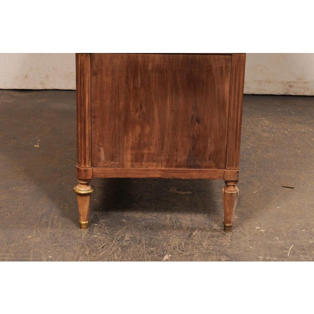 19th Century 19th Century French Neoclassic Commode w/Brass & Marble For Sale - Image 5 of 12