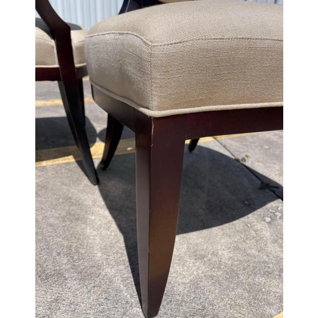 Textile Barbara Barry for Baker Oval X Back Linen Upholstery Dining Chairs, Set of 6 For Sale - Image 7 of 11
