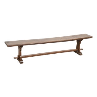 Early 20th Century French Chestnut Trestle Bench For Sale