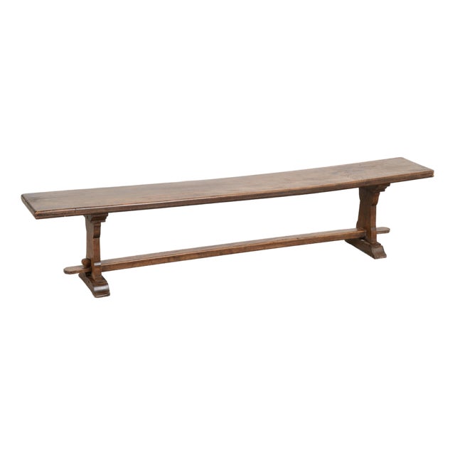 Early 20th Century French Chestnut Trestle Bench For Sale