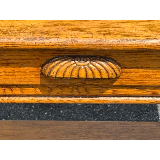 Clean and original 19th C. Tiger Oak Library Table / Desk Beautiful light finish with wonderful grains and exceptional...