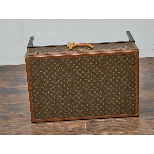 Louis Vuitton Vintage Trunk Made into Coffee Table on Custom Base For Sale - Image 10 of 12