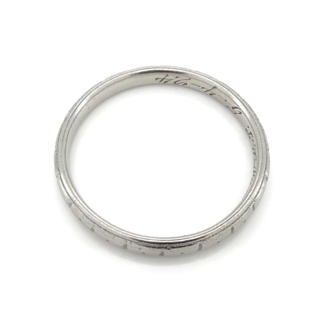Art Deco Antique Platinum Wedding Band, Stacking Ring, Size 7.75 For Sale - Image 9 of 14