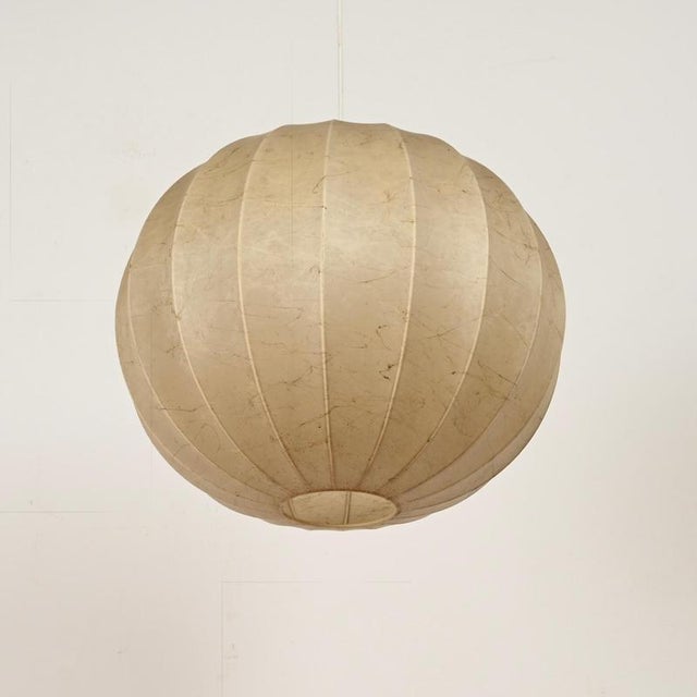 Large Beige Round Cocoon Pendant Light by Achille Castiglioni for Flos, 1960s For Sale - Image 10 of 14
