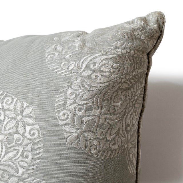 1990s Down Filled Pillow With SIlk Embroidered Sunburst For Sale In New York - Image 6 of 8