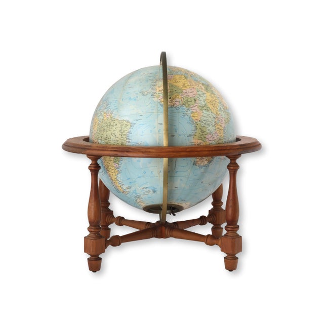 Mid 20th Century Large Vintage Lighted Globe/ Lamp on Wood Stand For Sale - Image 5 of 6