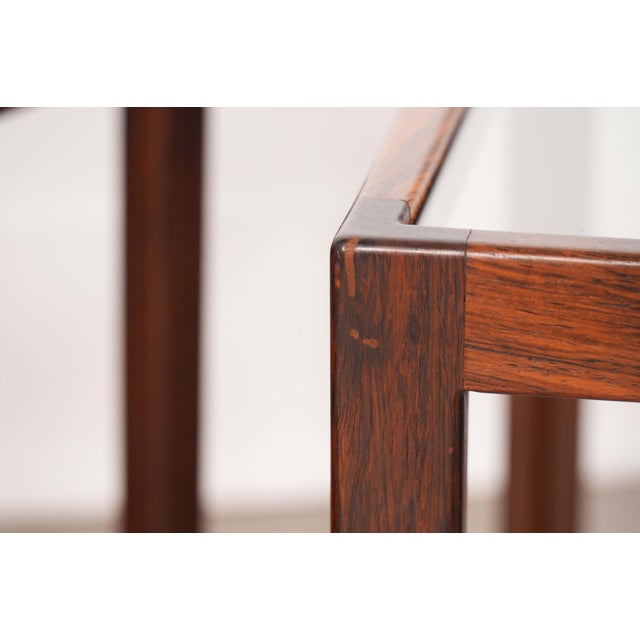 1960s Pair Rosewood Glass-Top Side Tables by Jason Mobler Denmark For Sale - Image 5 of 6