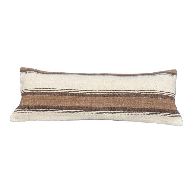 Turkish Hemp Pillow Cushion Natural Beige Brown Cushion Cover 14"x40" For Sale