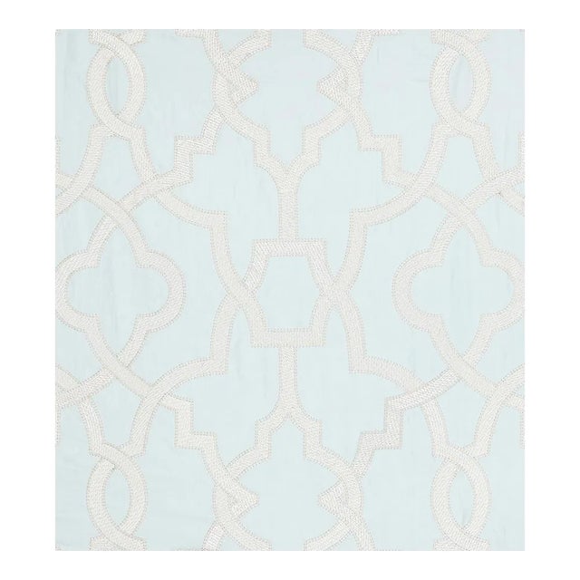 Sample - The House of Scalamandré Damascus Embroidery Fabric, Blue Mist For Sale