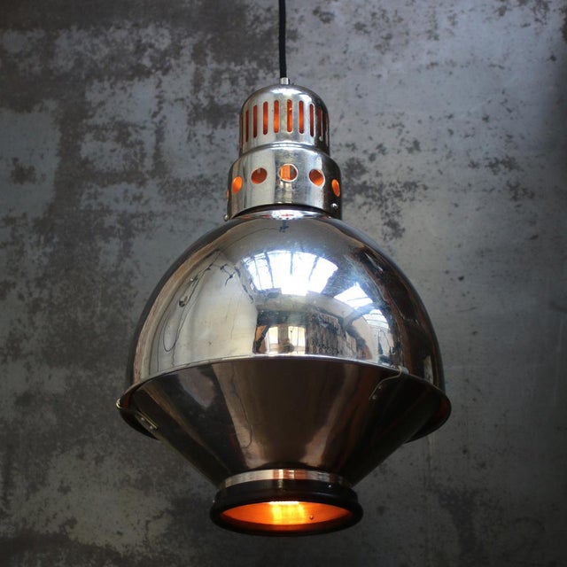Industrial Vintage French Chrome Metal Medical Pendant Light For Sale - Image 3 of 5