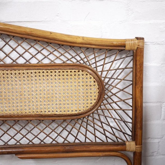 Mid-Century Vintage Bamboo and Rattan Double Bed Headboard, 1960s For Sale - Image 5 of 11