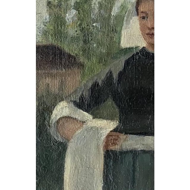 Marguerita Pillini, Lavandière bretonne, Oil on Wood, Framed For Sale - Image 5 of 11