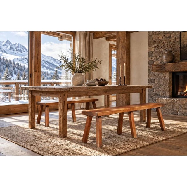 French Primitive Oak Bench with Rich Patina, 1960s For Sale - Image 14 of 15