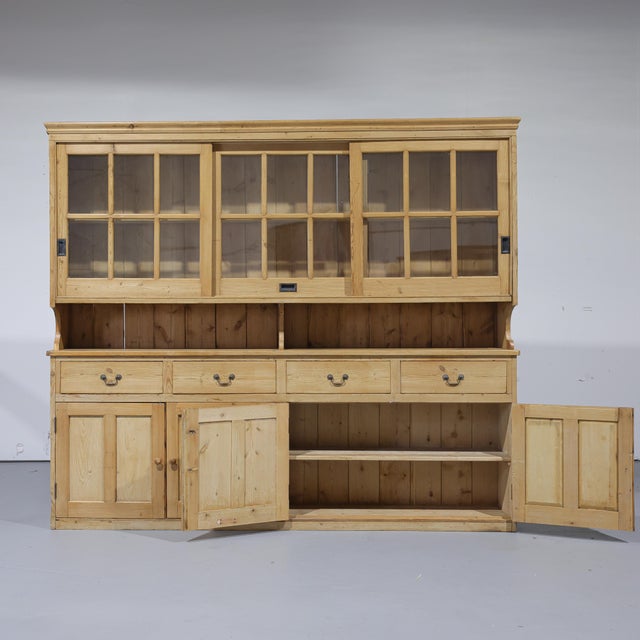 Massive Antique Pine Glazed Dresser With Sliding Doors | Circa 1880 For Sale In Orlando - Image 6 of 13