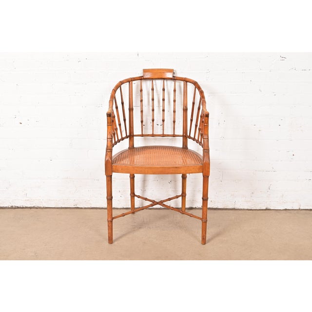 Baker Furniture Faux Bamboo and Cane Regency Armchair, 1960s For Sale - Image 13 of 13