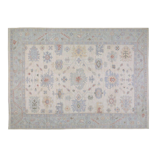 New Turkish Oushak Hand Knotted Wool Rug, 8'2x10 For Sale
