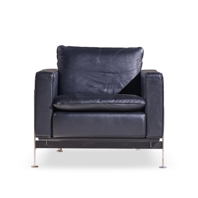 Mid 20th Century Robert Haussmann for De Sede Mid Century Black Leather Chairs - Pair For Sale - Image 5 of 12