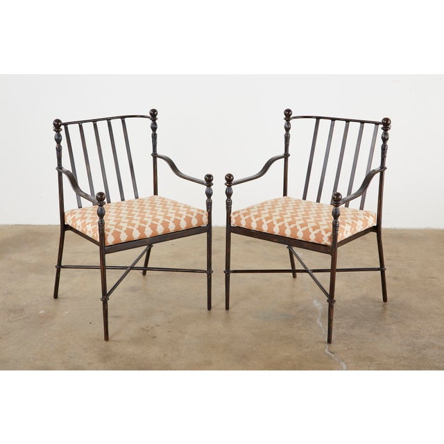 Set of Eight Michael Taylor Montecito Bronzed Dining Chairs Chairish