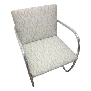 Knoll Brno Chair in Gold Loop Patterned Fabric For Sale