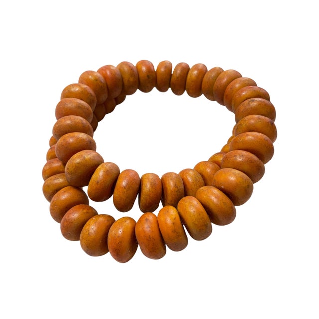 Plastic Vintage African Necklace/ Currency 50 Amber Beads Nigeria For Sale - Image 7 of 7