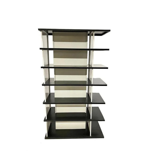 Wim Rietveld room divider bookcase, 1960s A metal black and cream white bookcase, which can also be used as a room...