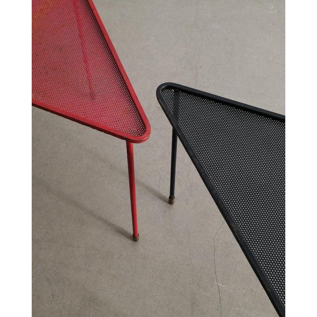 1950s Mid-Century Modern French Triangle Side Nesting Tables by Mathieu Matégot, 1950s, Set of 2 For Sale - Image 5 of 7
