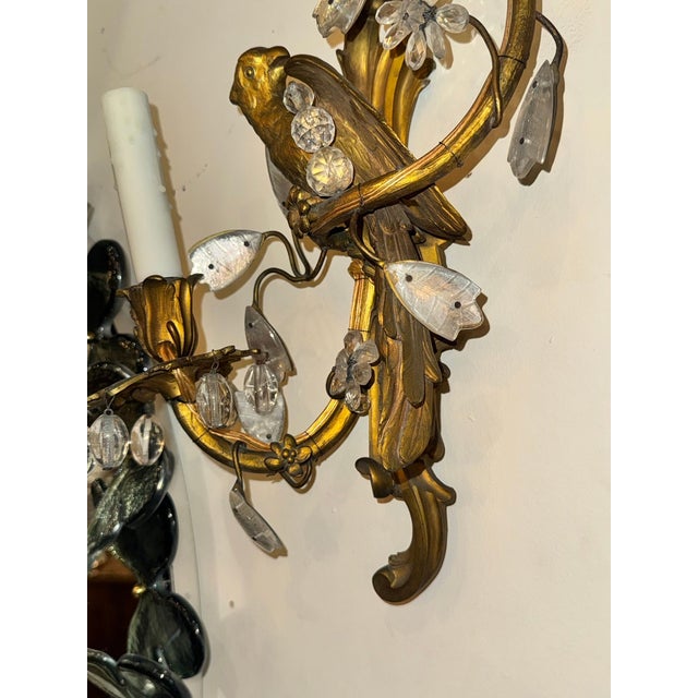 19th Century 19th Century French Bagues Bronze Bird Sconces - a Pair For Sale - Image 5 of 7