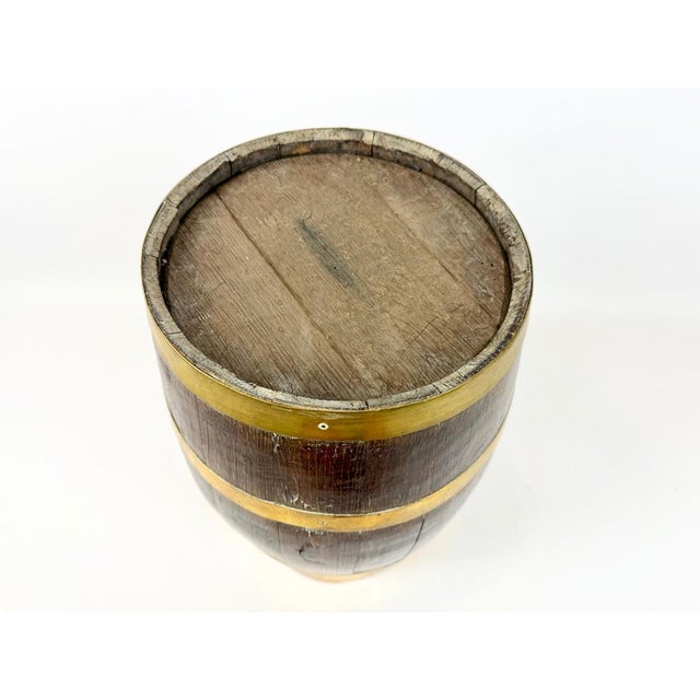 Antique Victorian Oak and Brass Barrel Umbrella Stand, 1890s For Sale - Image 9 of 13