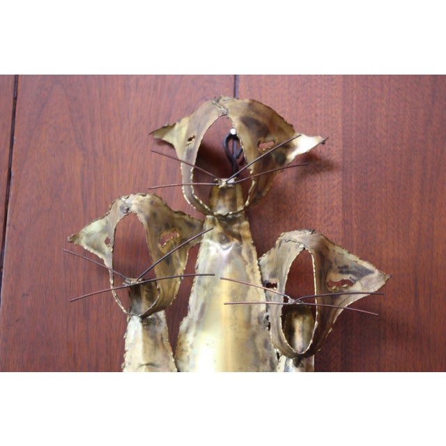 Brutalist Brutalist Torch-Cut Brass 'Cats' Wall Sculpture For Sale - Image 3 of 10