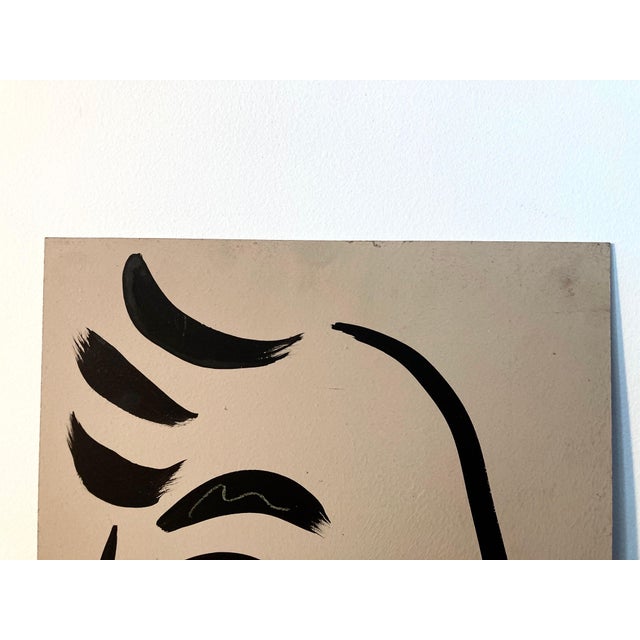 20th Century Black & Tan Abstract Portrait Painting by Peter Keil ...