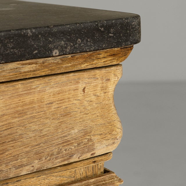 Brown 1900s Belgian Louis XVI Oak Bedside Table With Bluestone Top For Sale - Image 8 of 18