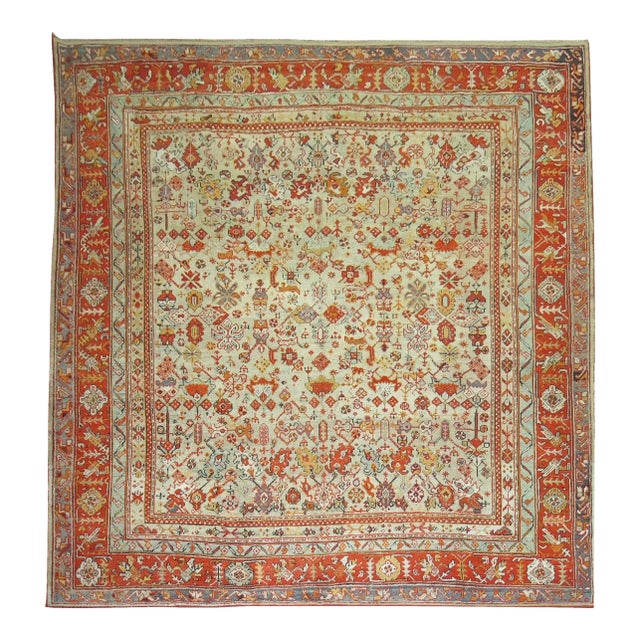 Phenomenal Antique Turkish Oushak Rug For Sale