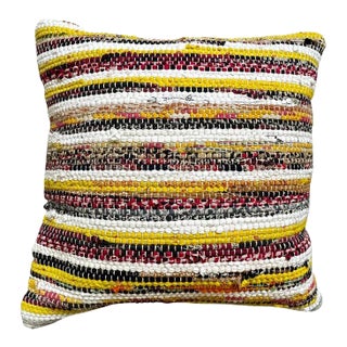 Bohemian Chic Handwoven Multi-Color Textile Throw Pillow 20" X 20" For Sale