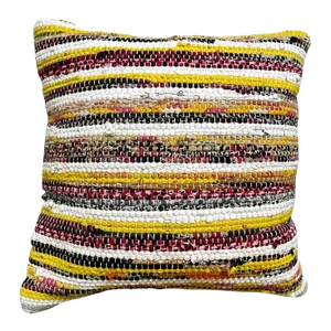 Bohemian Chic Handwoven Multi-Color Textile Throw Pillow 20" X 20"