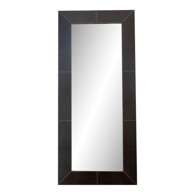 1990s Tall Thai Embossed Leather Mirror For Sale