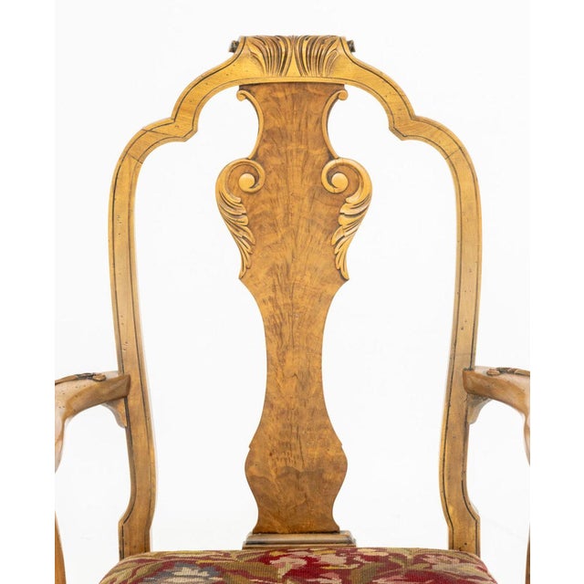 William and Mary Style Needlepoint Upholstered Walnut Dining Chairs, 6 For Sale In New York - Image 6 of 16