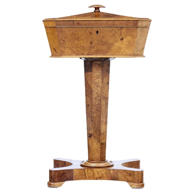 19th Century Burr Elm Teapoy For Sale