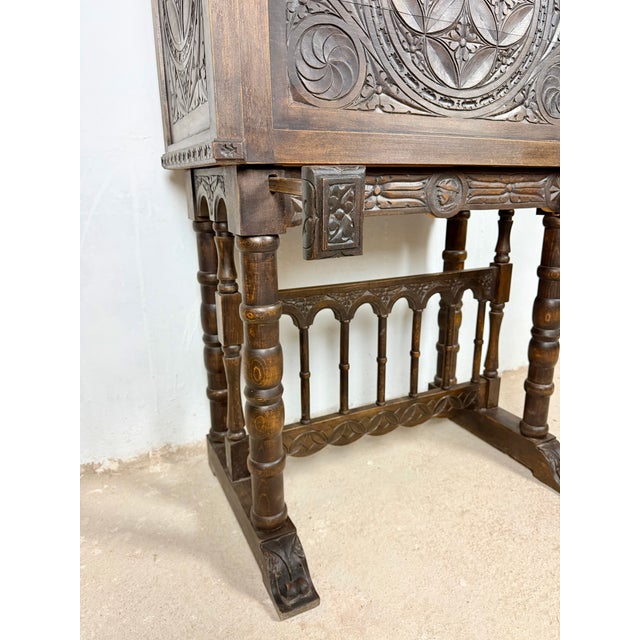 Spanish Highly Carved Wood Cabinet or Bargueño, 20th Century For Sale - Image 15 of 18