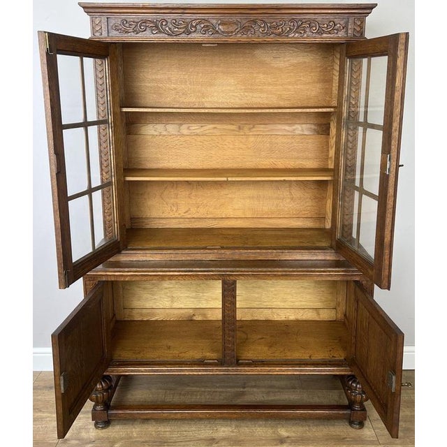 Vintage French Oak Glazed Display Cabinet For Sale - Image 11 of 14