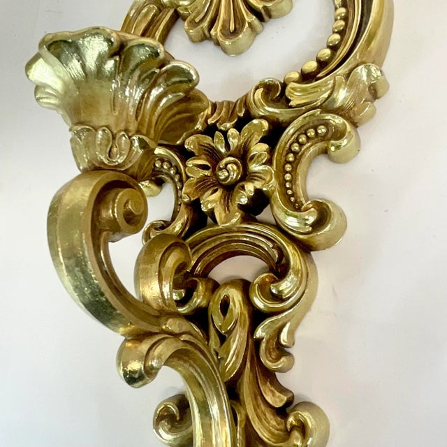 1977 Hollywood Regency Baroque Syroco-Dart Industries Wall Sconces - A Pair For Sale - Image 6 of 12