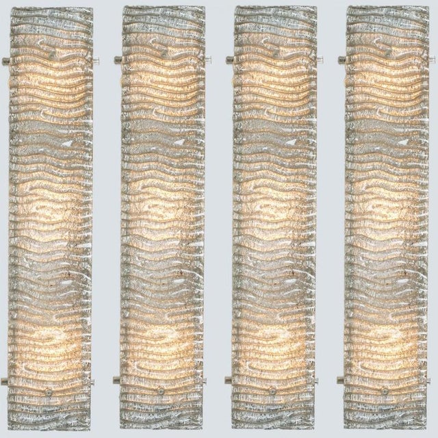 Structured Glass and White Metal Wall Light from Kaiser Leuchten, 1960s For Sale - Image 3 of 16