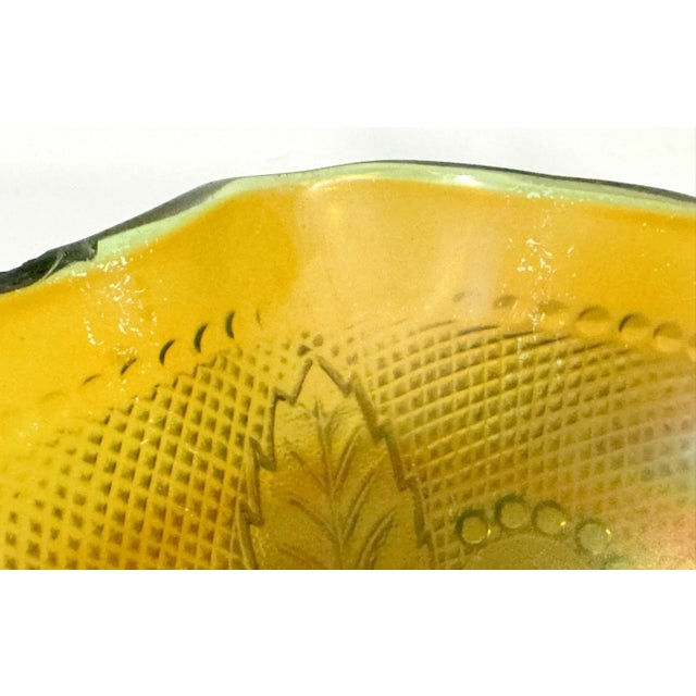 Green Early 20th Century Northwood Bull's Eye & Leaves Bowl For Sale - Image 8 of 8