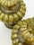 each richly-glazed lamp in a mottled chartreuse glaze with lobed collar above a short flaring neck over a lobed body...