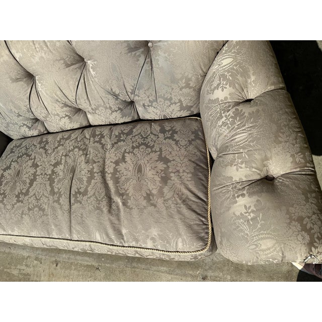 Super clean Century Furniture rolled arm , tufted loveseat . I would call the color , platinum, taupe/ silver , in that...