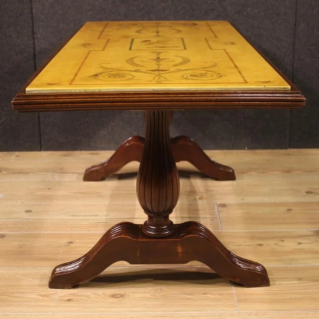 Italian Beech Coffee Table with Marble Top, 1960s For Sale - Image 9 of 13