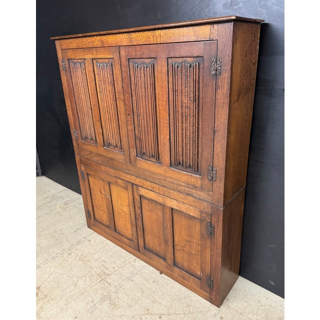 Narrow Oak Hall Cabinet, 1920 For Sale - Image 3 of 10