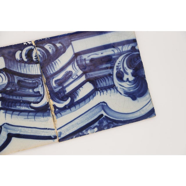 Ceramic 19th Century Set of Four Portuguese Tiles With a Baroque Border Motif For Sale - Image 7 of 12