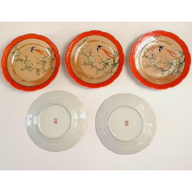 Ceramic Mid 20th Century Gold Castle Chikusa Bird Lusterware Plates (Set of 5) For Sale - Image 7 of 7