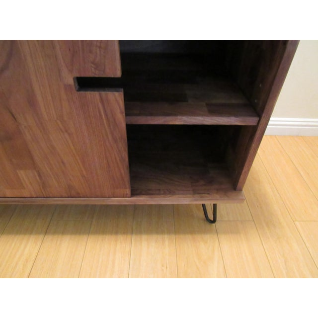 Modern Solid Walnut Sliding Door Sideboard Cabinet For Sale - Image 10 of 13